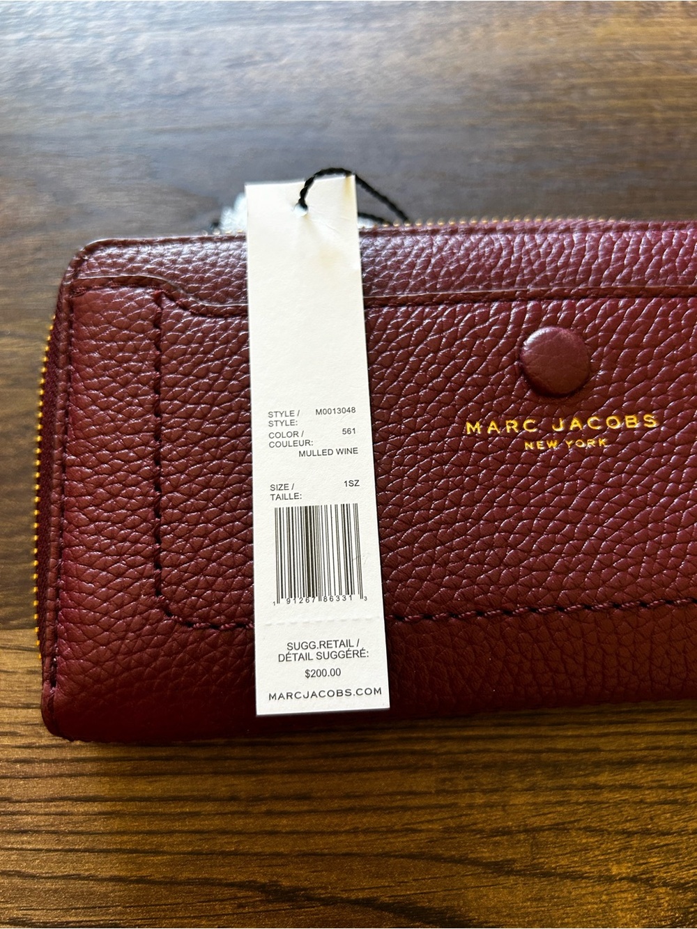 Marc Jacobs “Mulled Wine” BRAND NEW Plum-Colored Pebbled Leather Wallet